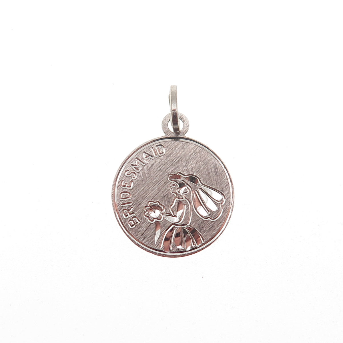 BEAU 925 Sterling Silver Vintage Bridesmaid Round Tag Mini Charm Pendant