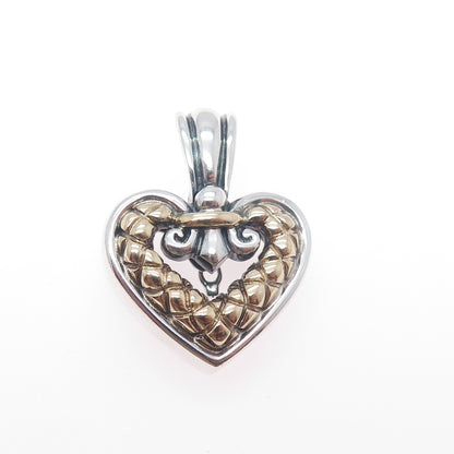 NANCY & DAVID 14K Gold 925 Sterling Silver Vintage Heart Charm Pendant