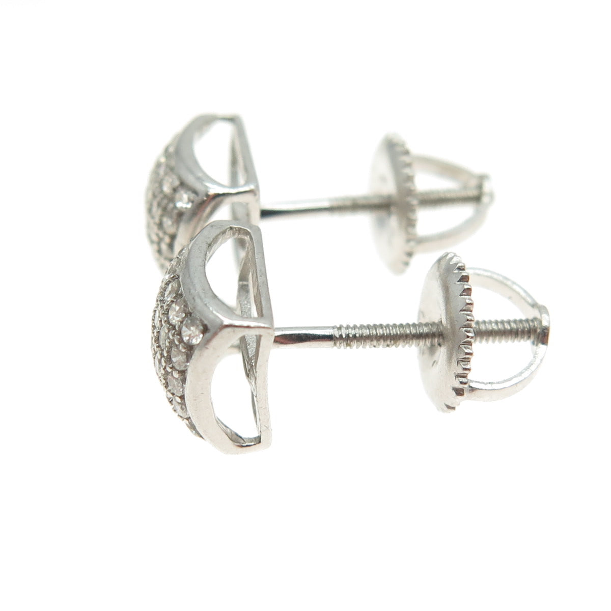 925 Sterling Silver Pave C Z Stud Earrings