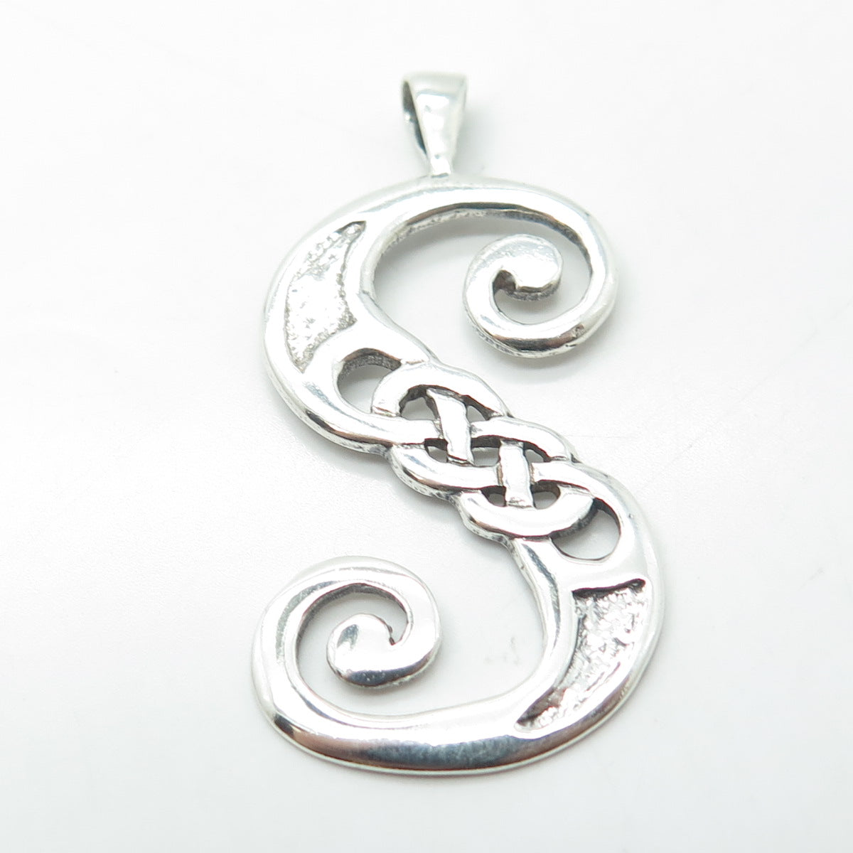 FNM Flaircraft 925 Sterling Silver Vintage 1995 Ireland Letter "S" Knot Pendant