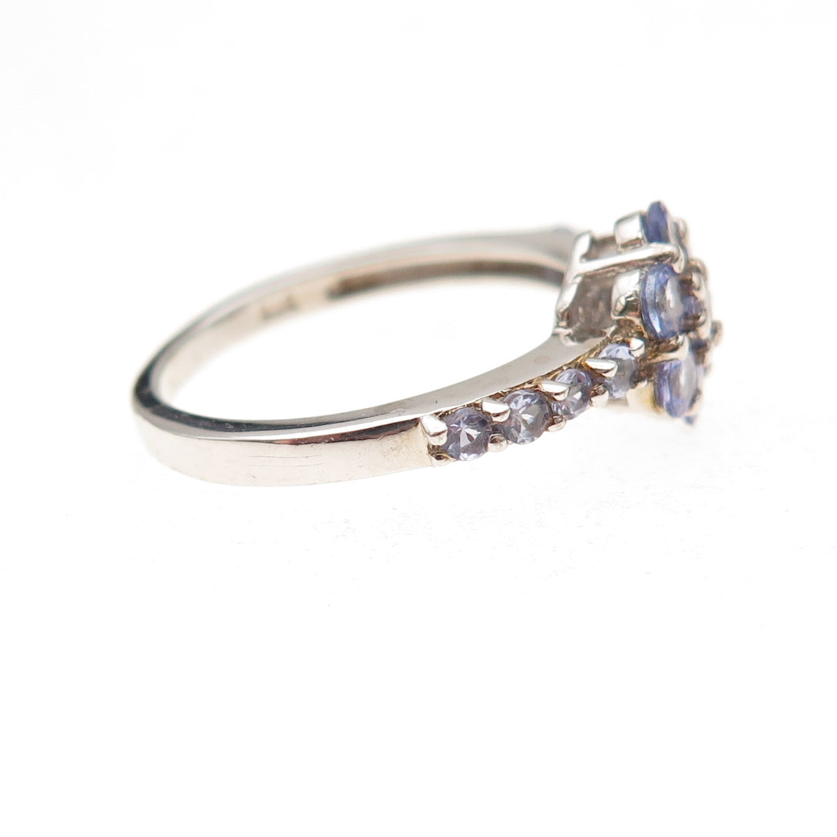 Chuck Clemency 925 Sterling Silver Real Tanzanite Floral Ring Size 8.25