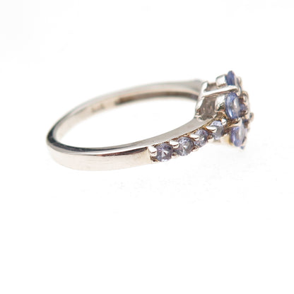 Chuck Clemency 925 Sterling Silver Real Tanzanite Floral Ring Size 8.25