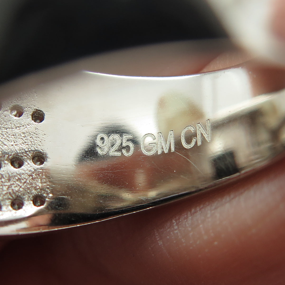 925 Sterling Silver Real Black Onyx & Round-Cut C Z Ring Size 9.25