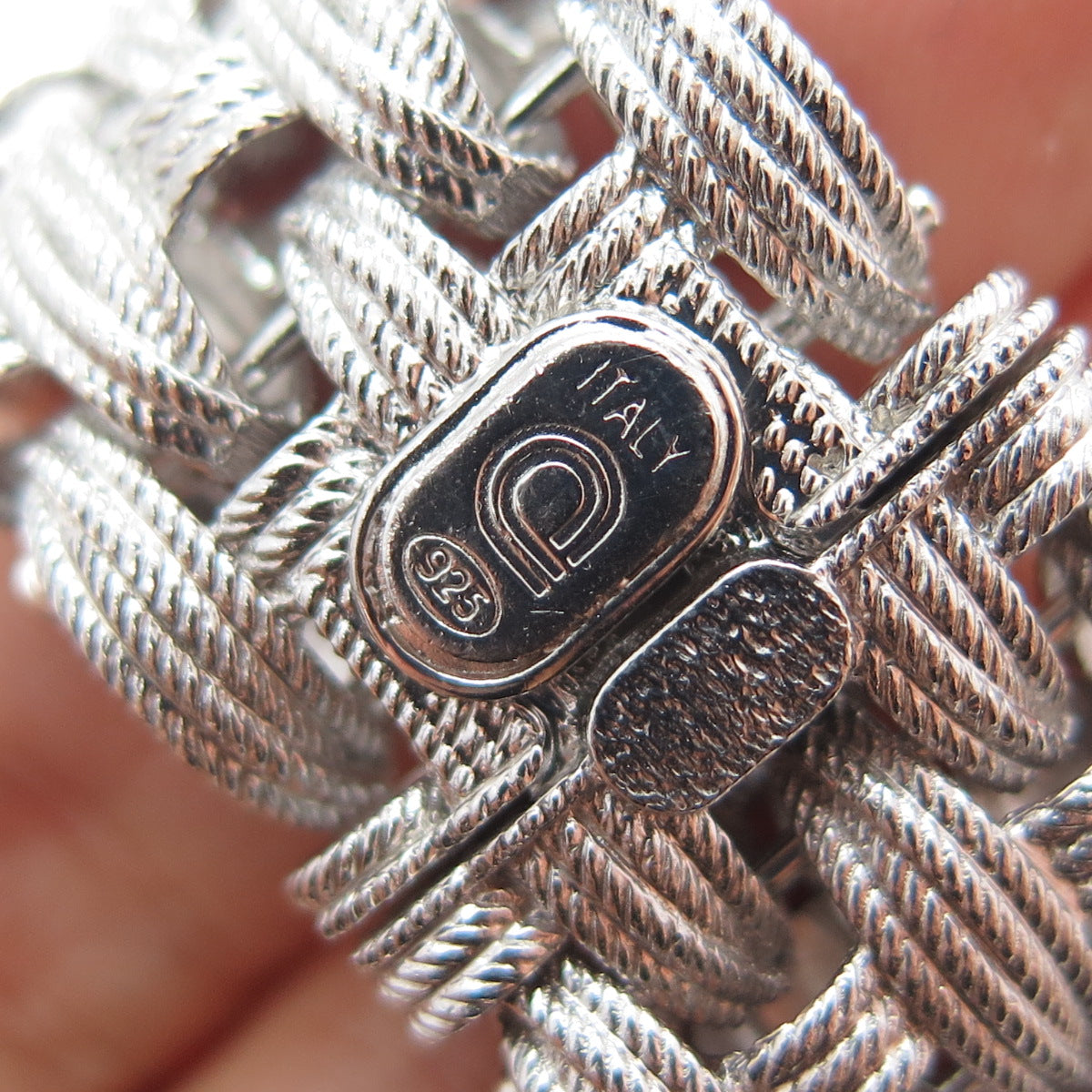 DASAN INC 925 Sterling Silver Vintage Italy Modernist Woven Link Bracelet 8"