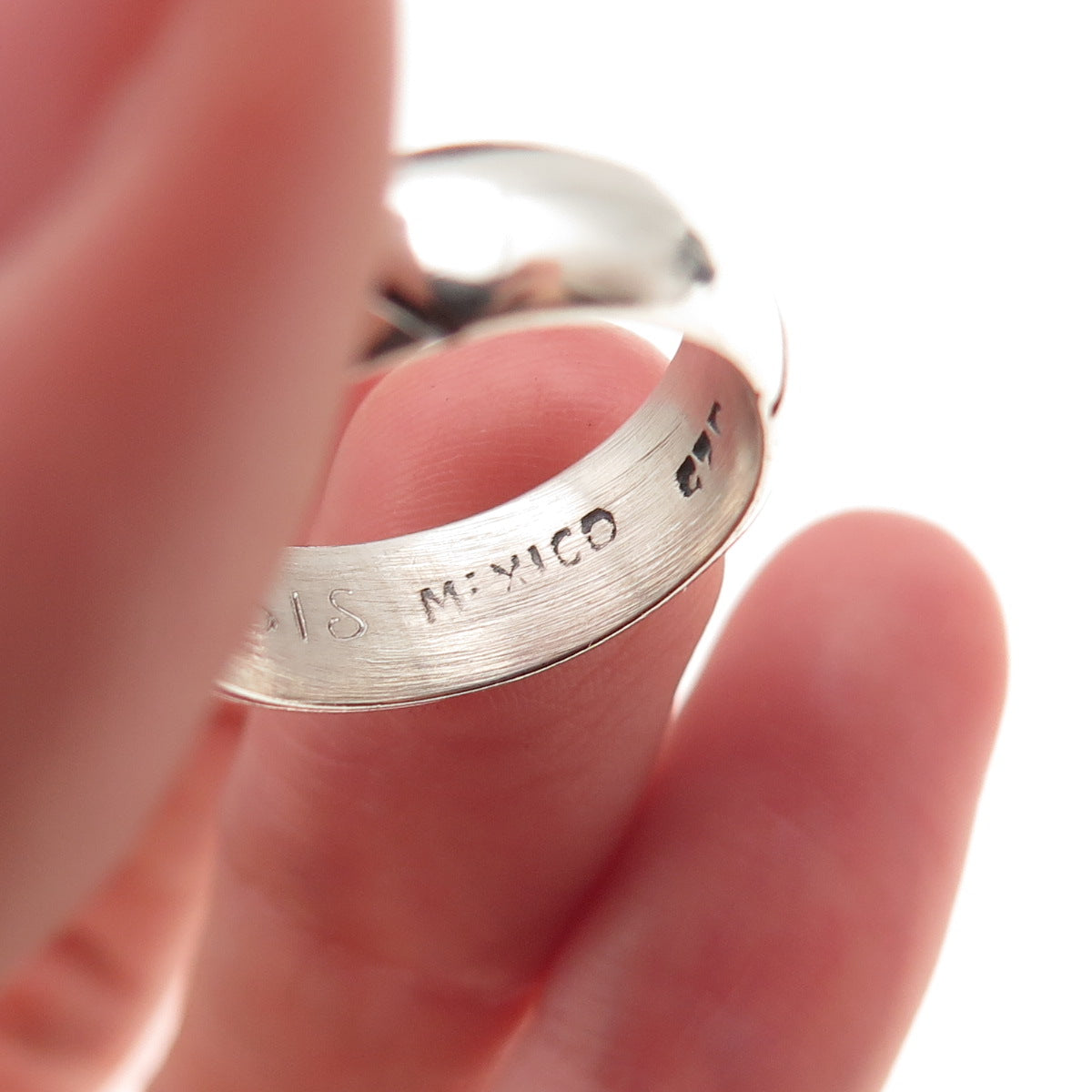 925 Sterling Silver Vintage Mexico Modernist Oxidized Band Ring Size 6.5