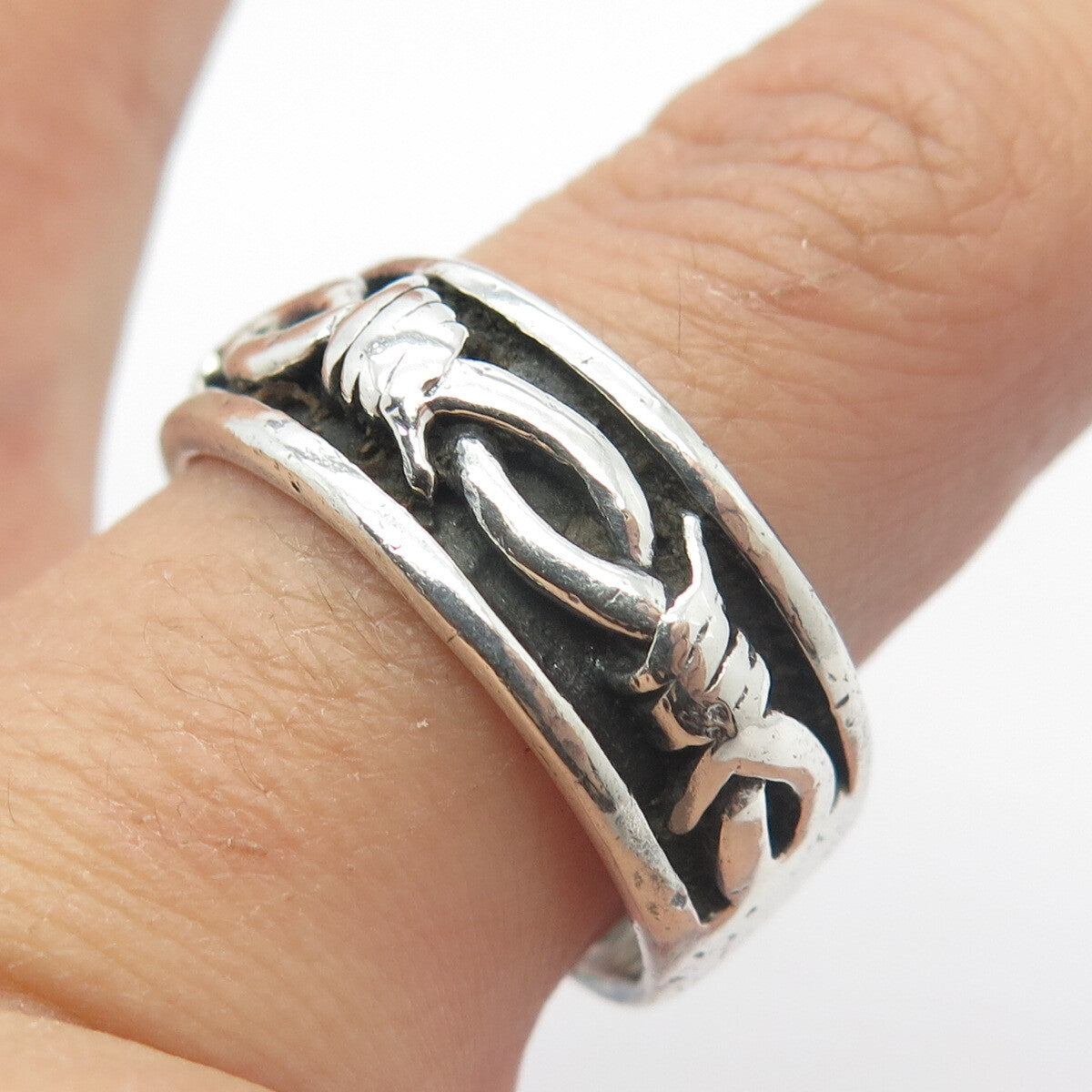 925 Sterling Silver Vintage Celtic Knot Handmade Band Ring Size 11.5