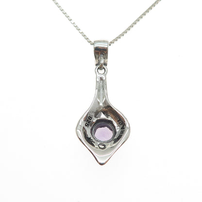 HAGIT GORALI 925 Sterling Silver Vintage Israel Amethyst Box Chain Necklace 18"