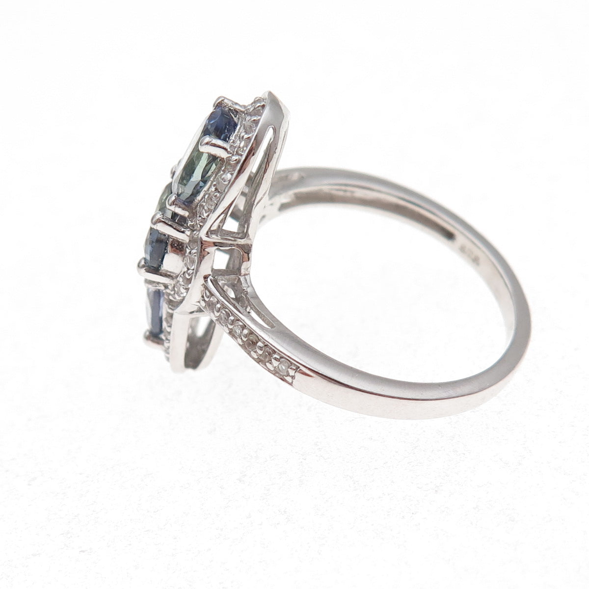 Chuck Clemency 925 Sterling Silver Real Tanzanite & White Topaz Ring Size 8.25