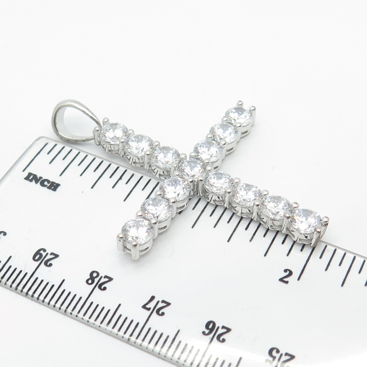 925 Sterling Silver C Z Cross Pendant