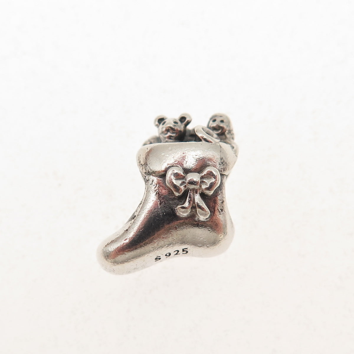 925 Sterling Silver Santa's Stocking Slide Bead Charm