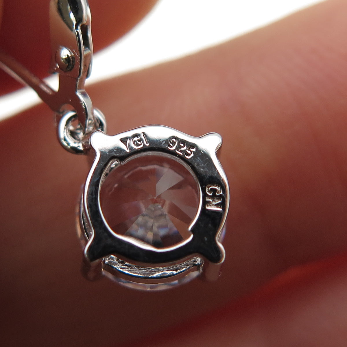 925 Sterling Silver Round-Cut C Z Dangle Earrings