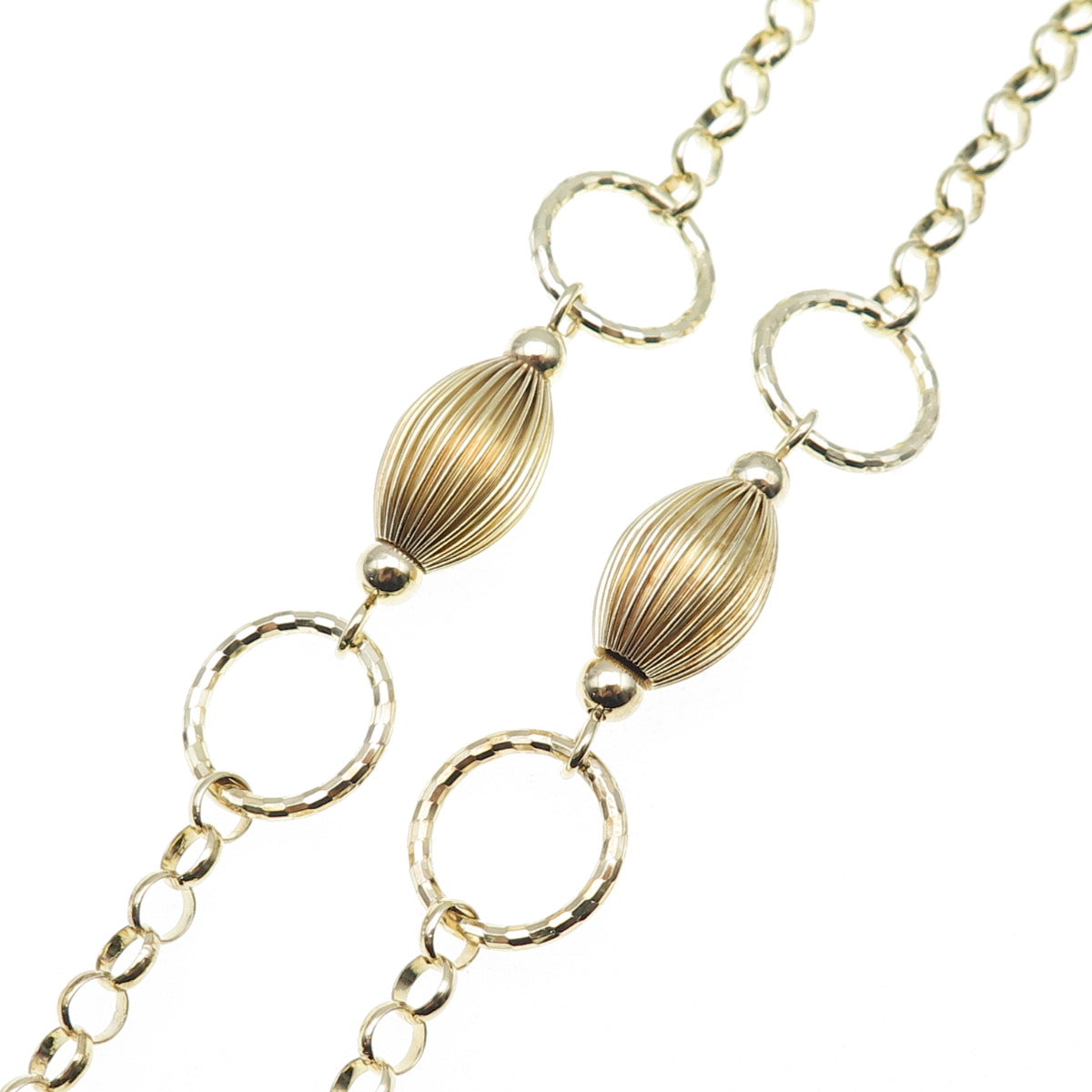 KARIZIA Sterling Silver Gold Plated Vintage Italy Modernist Chain Necklace 24"