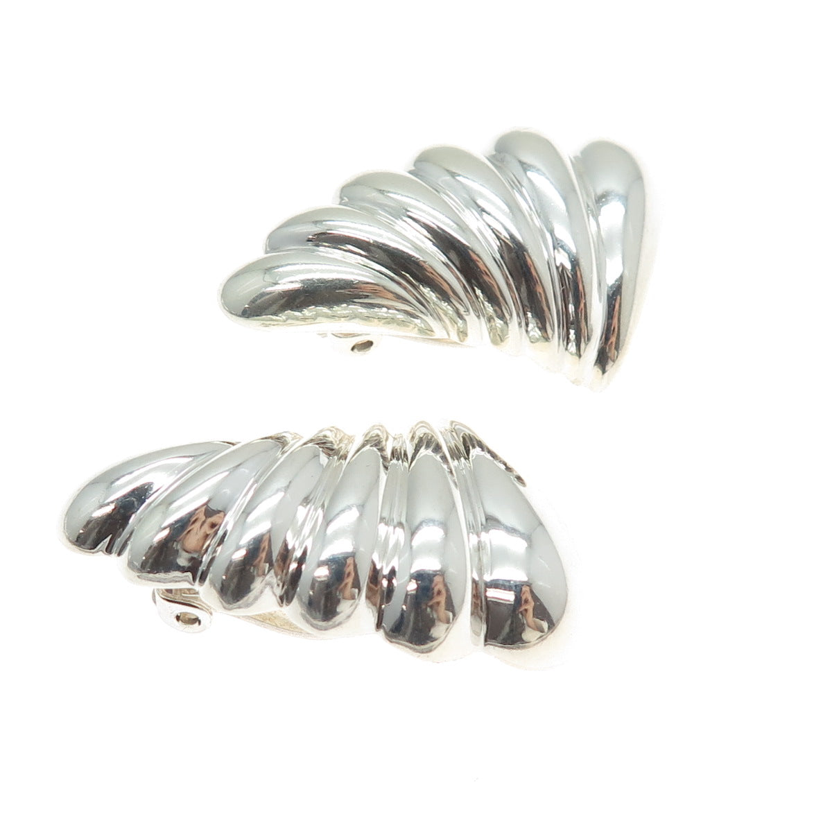 BAYANIHAN 925 Sterling Silver Vintage Modernist Butterfly Wings Clip On Earrings