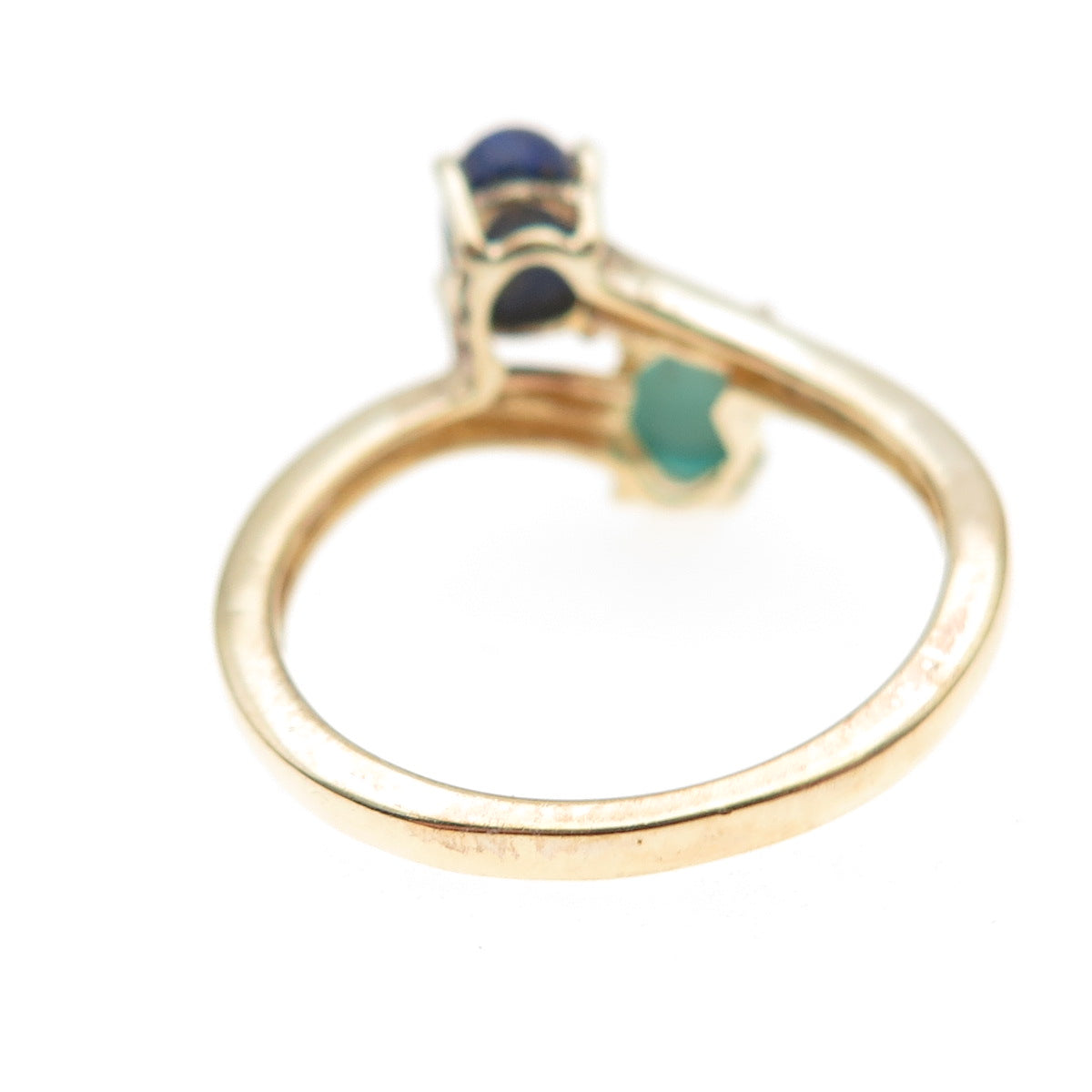 Chuck Clemency 925 Sterling Gold Plated Real Turquoise & Lapis Ring Size 8.25