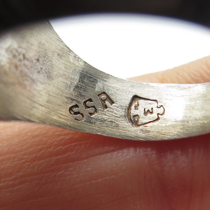 925 Sterling Silver Vintage Mexico Modernist Petal Ring Size 8
