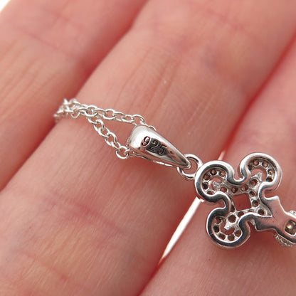 925 Sterling Silver Round-Cut C Z Club Key Cable Chain Necklace 18"