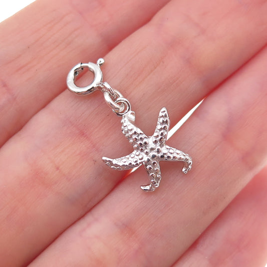 925 Sterling Silver Starfish Spring Ring Lock Charm Pendant