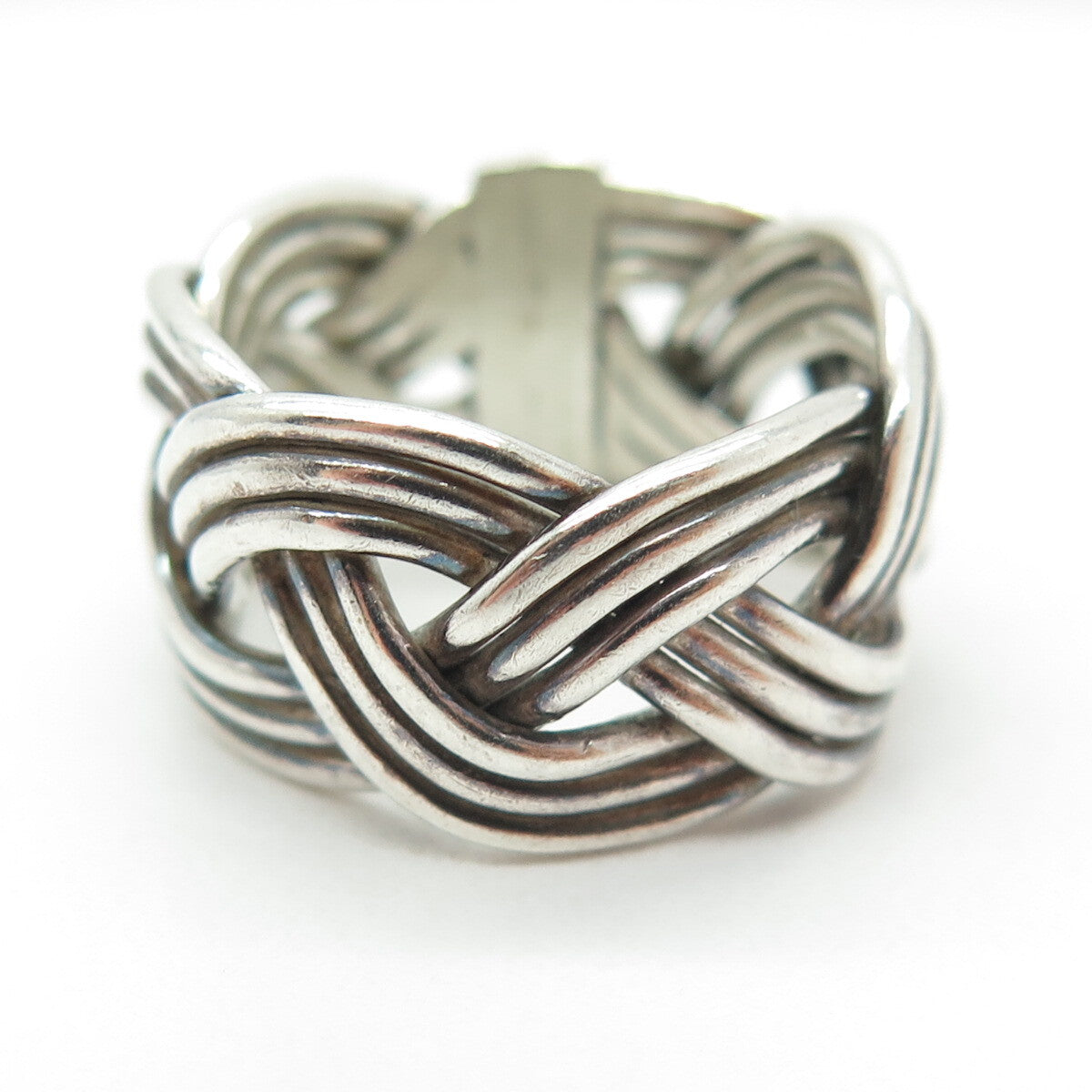 925 Sterling Silver Vintage Braided Oxidized Ring Size 5.75