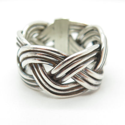 925 Sterling Silver Vintage Braided Oxidized Ring Size 5.75