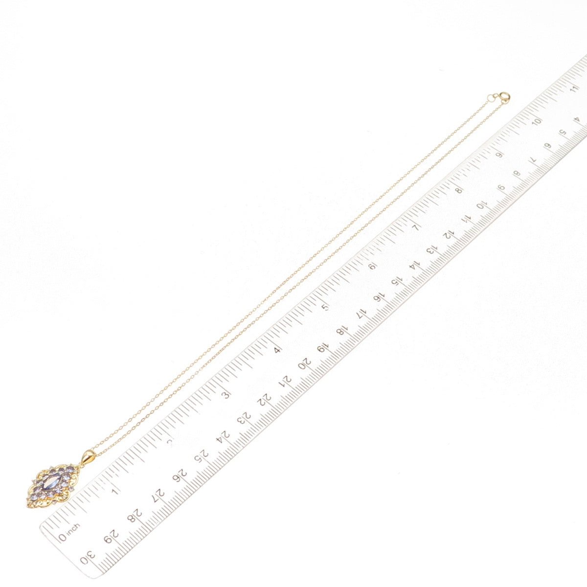 925 Sterling Silver Gold Plated Real Tanzanite Cable Chain Necklace 18"