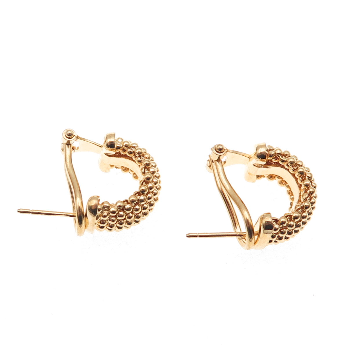 Dasan 925 Sterling Silver Gold Plated Italy Popcorn Link Omega Back Earrings