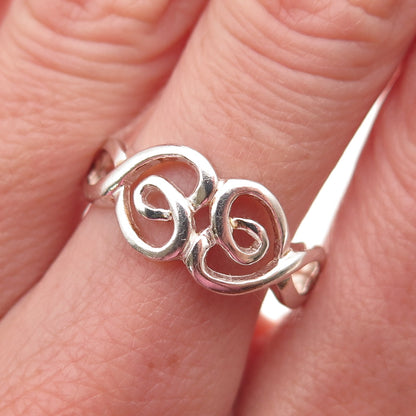 Charles Winston 925 Sterling Silver Vintage Heart Oxidized Ring Size 8.75