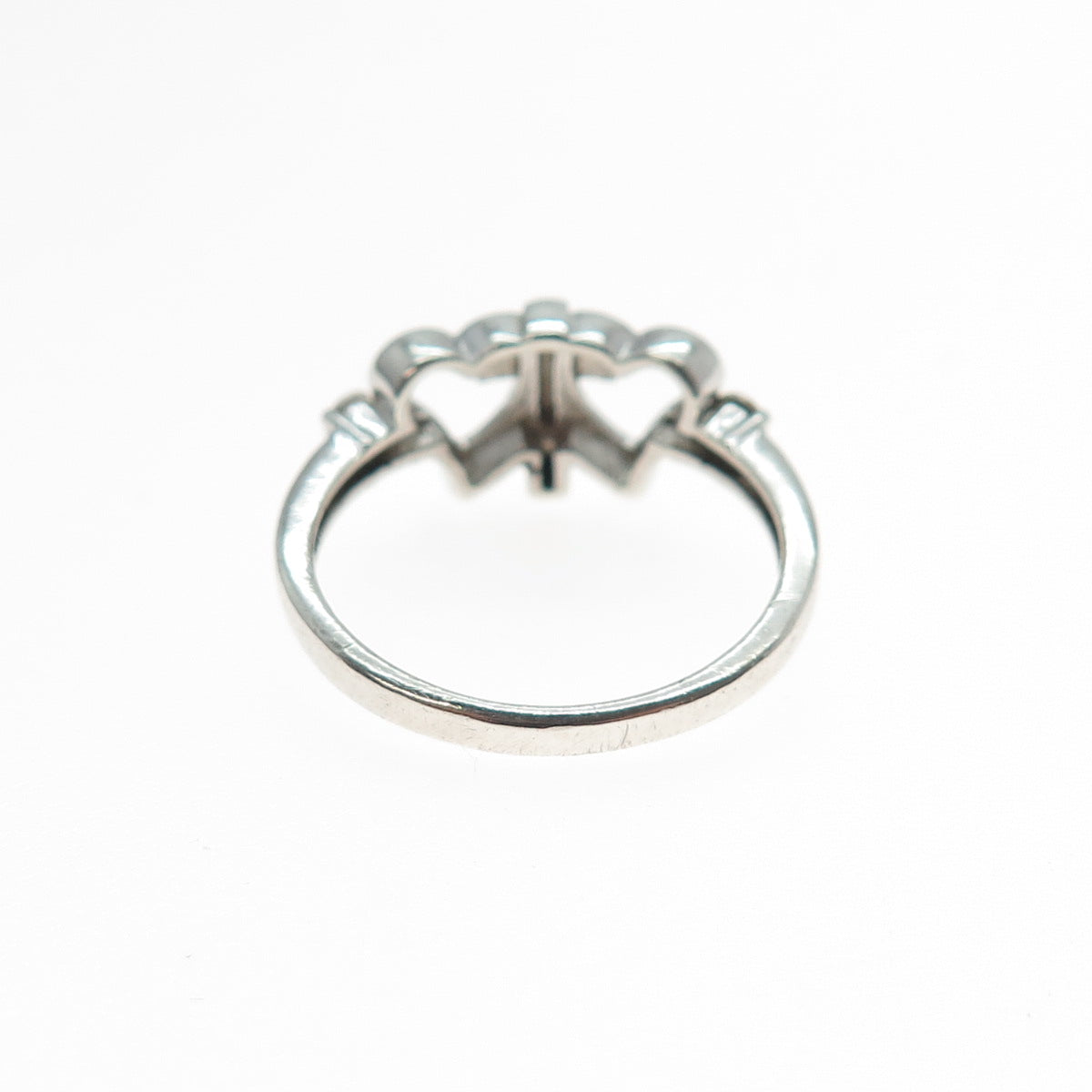 925 Sterling Silver Vintage C Z Cross Couple Heart Ring Size 7.25