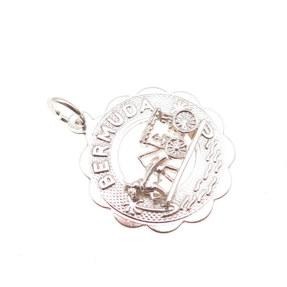 925 Sterling Silver Vintage Bermuda Carriage Charm Pendant