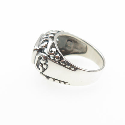 925 Sterling Silver Vintage Real MOP Swirl Oxidized Ring Size 6