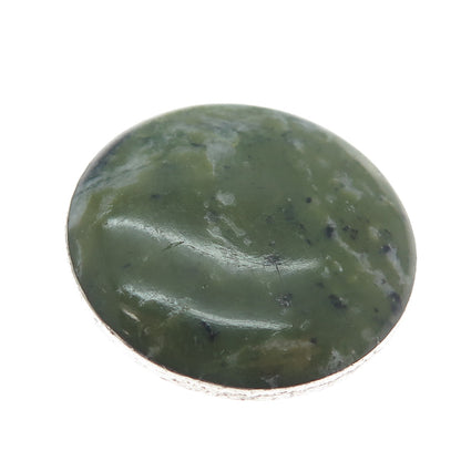 925 Sterling Silver Vintage 1966 CMP Dublin Real Jade Round Pin Brooch