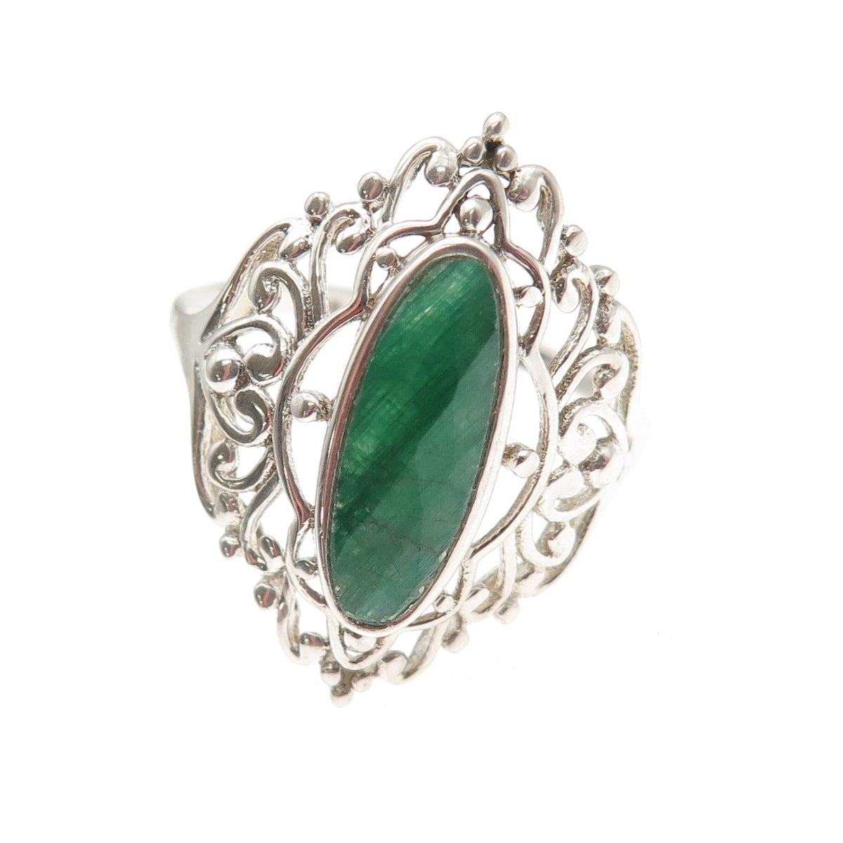 Chuck Clemency 925 Sterling Silver Real Zoisite Heart Ornate Ring Size 8.25