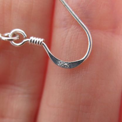 925 Sterling Silver Vintage Interlocked Triangle Dangle Earrings