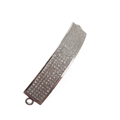 925 Sterling Silver Real Round-Cut Diamond ID Bracelet Centerpiece Part