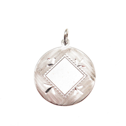 925 Sterling Silver Vintage Round Tag Charm Pendant