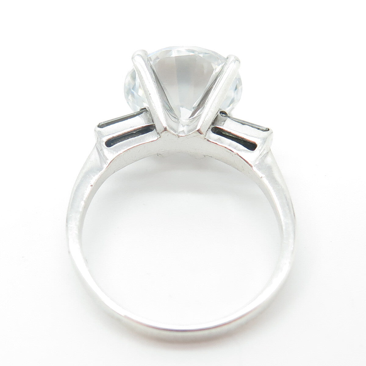LAUREN G. ADAMS 925 Sterling Silver Vintage C Z Engagement Ring Size 8