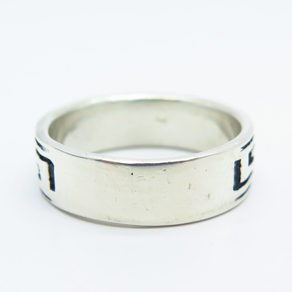 925 Sterling Silver Vintage Greek Maze Band Ring Size 8.5