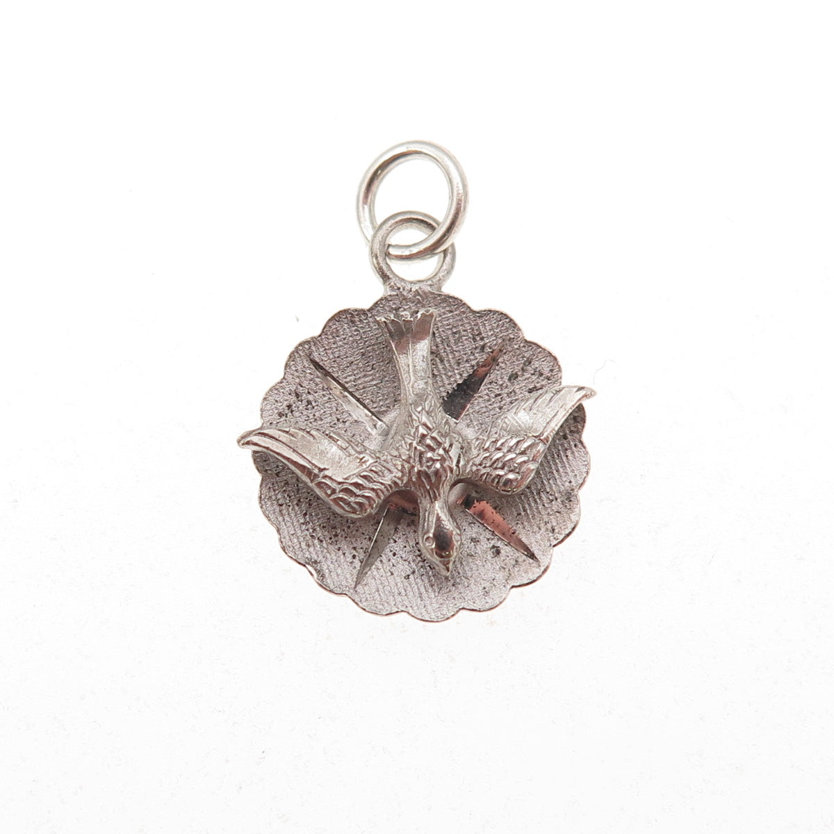 Catamore 925 Sterling Silver Antique Art Deco Holy Spirit Oxidized Charm Pendant