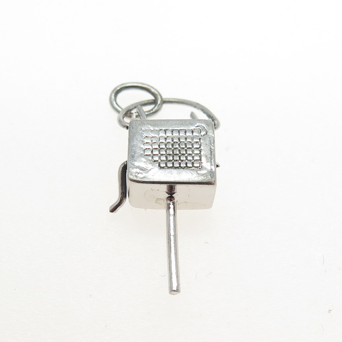 925 Sterling Silver Antique Art Deco Music Street Box 3D Pendant