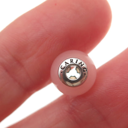 Pandora 925 Sterling Silver Real Rose Quartz Essence Caring Slide Bead Charm