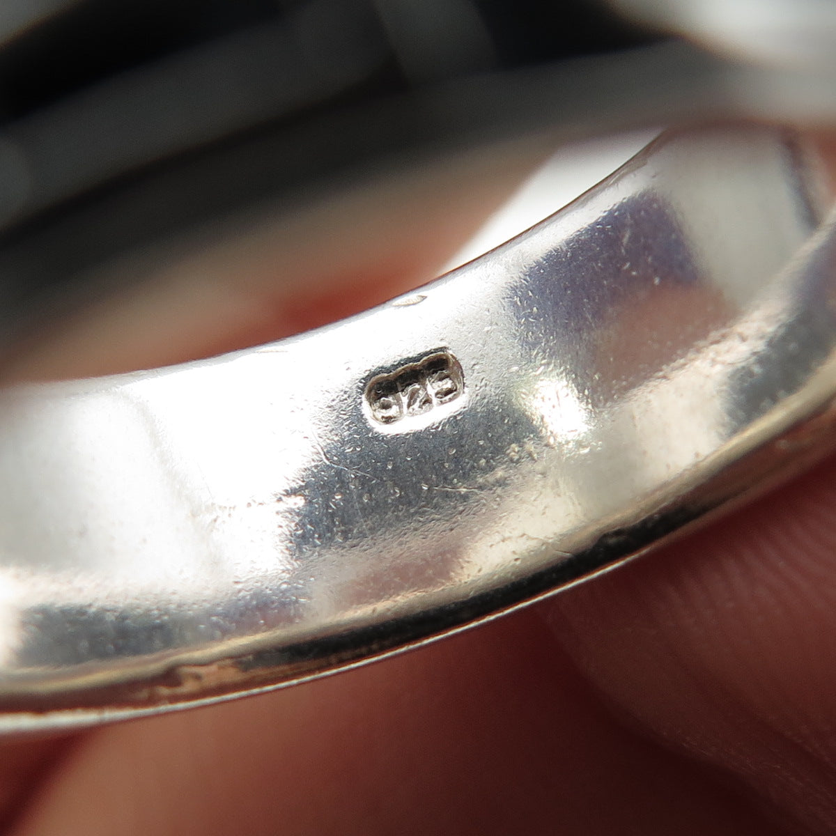 925 Sterling Silver Vintage Greek Key Oxidized Band Ring Size 9.5