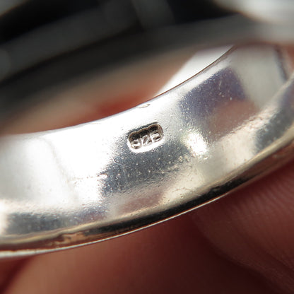 925 Sterling Silver Vintage Greek Key Oxidized Band Ring Size 9.5