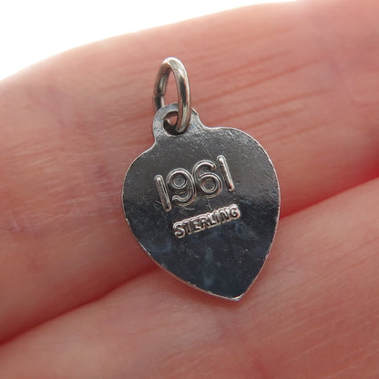 925 Sterling Silver Vintage 1961 Beta Sigma Phi Heart Minimalist Charm Pendant