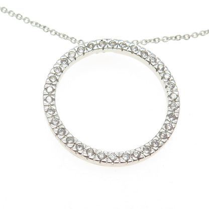 925 Sterling Silver Round-Cut C Z Circle of Life Chain Necklace 16-18"