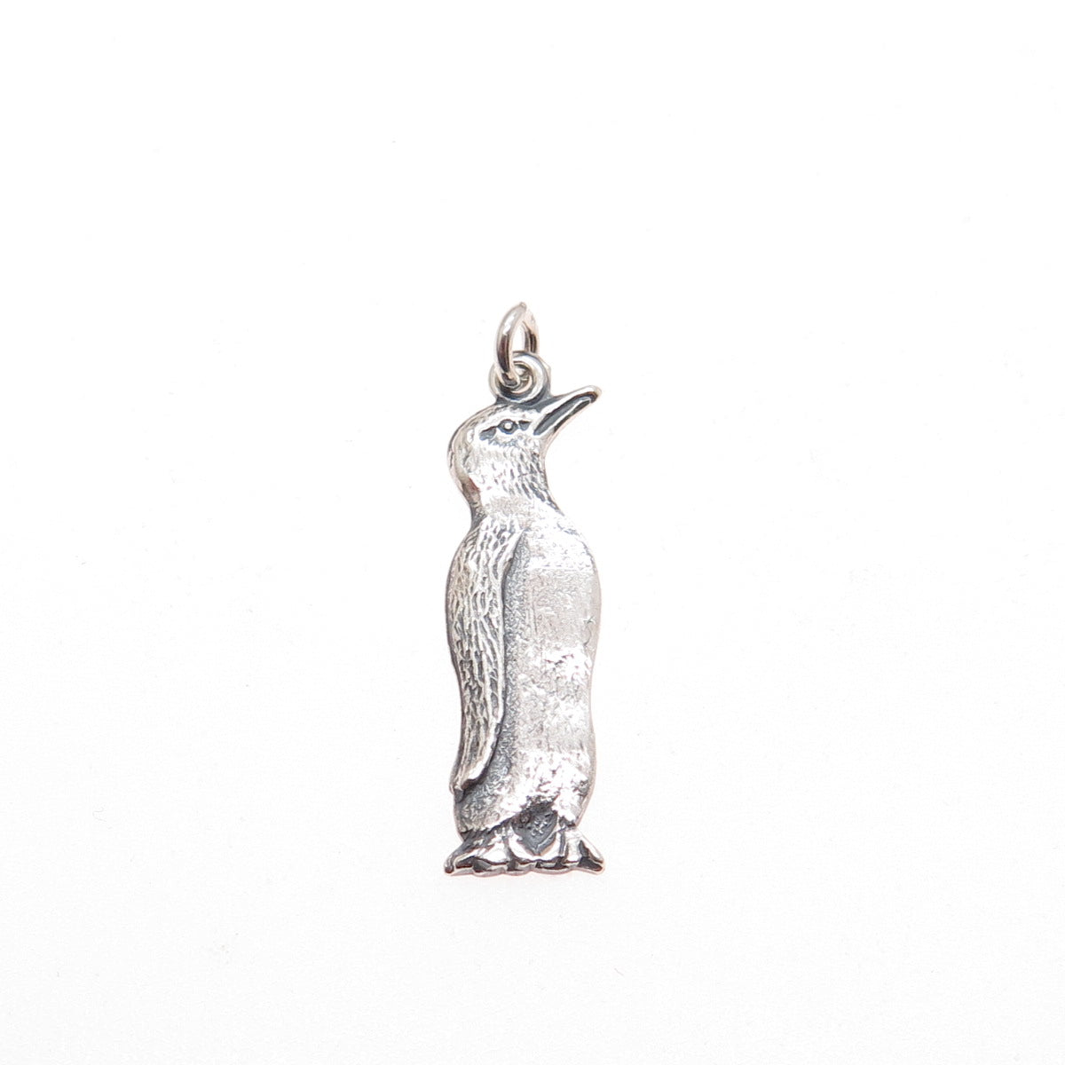 925 Sterling Silver Vintage Pinguin Oxidized Minimalist Charm Pendant