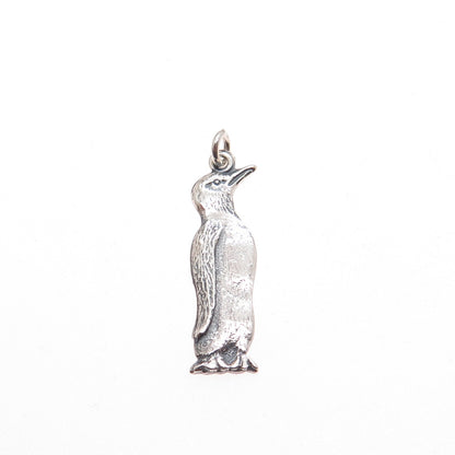 925 Sterling Silver Vintage Pinguin Oxidized Minimalist Charm Pendant