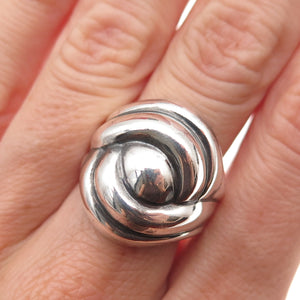 925 Sterling Silver Vintage Italy Modernist Oxidized Ring Size 7