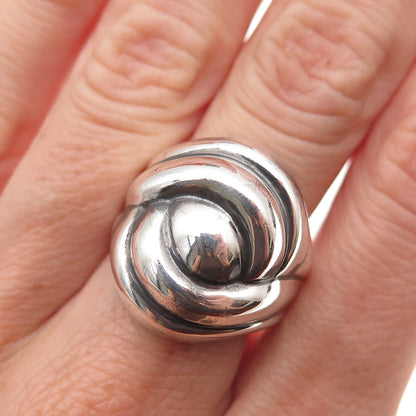 925 Sterling Silver Vintage Italy Modernist Oxidized Ring Size 7