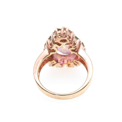 925 Sterling Silver Rose Gold Plated Real Multi-Color Tourmaline Ring Size 7