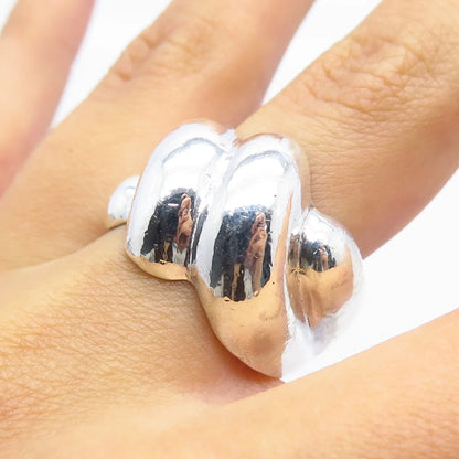 925 Sterling Silver Vintage Ribbed Ring Size 9.75