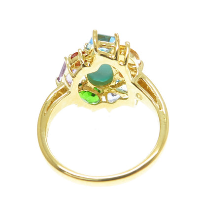 925 Sterling Silver Turquoise Amethyst Blue Topaz Citrine Peridot Ring Size 8.25